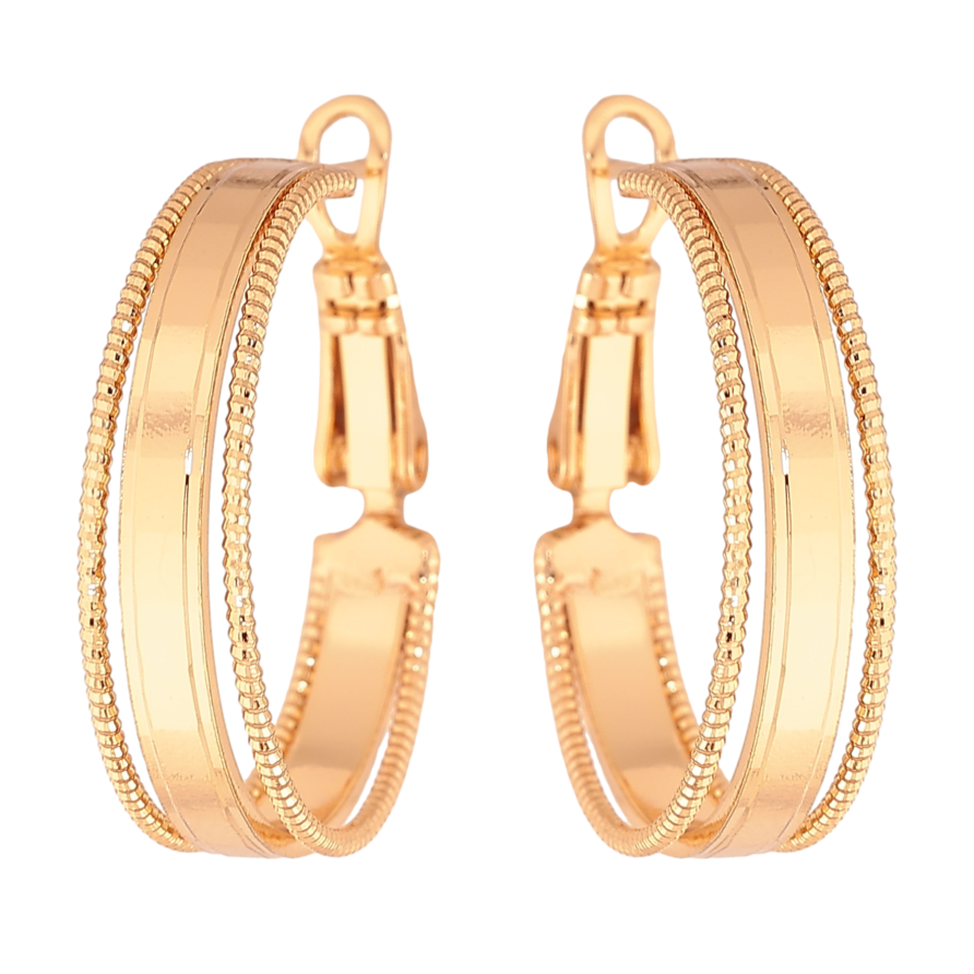 Серьги Xuping цвет Позолота 18K кольца (конго) "Декоративный узор" ø 2.5см фото №1