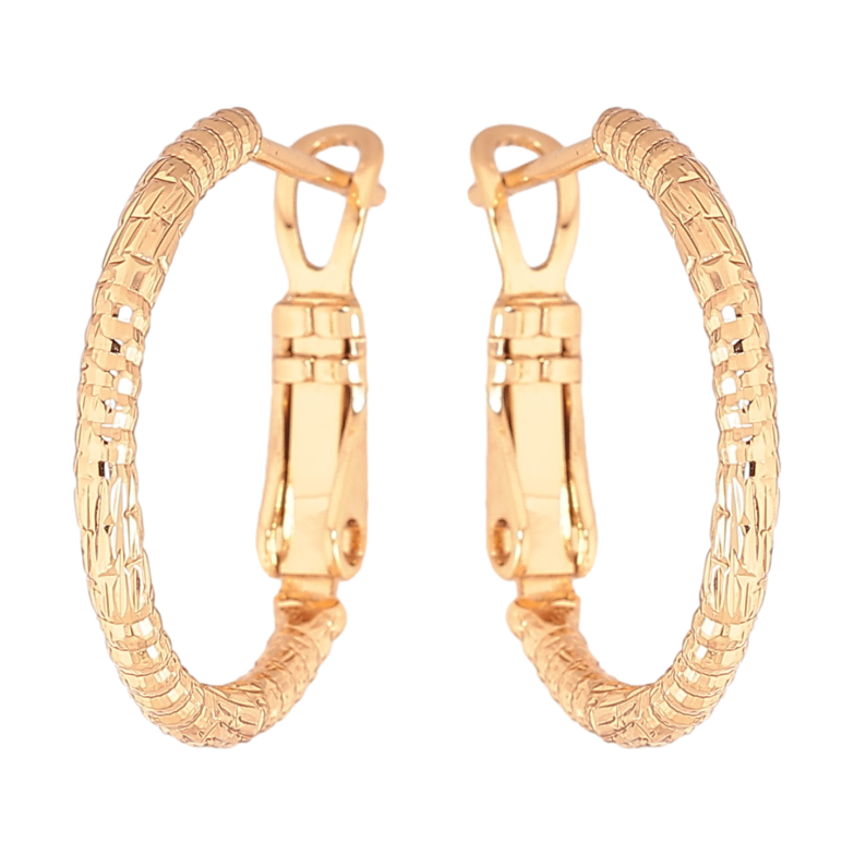 Серьги Xuping цвет Позолота 18K кольца (конго) "Декоративный узор" ø 2см фото №1