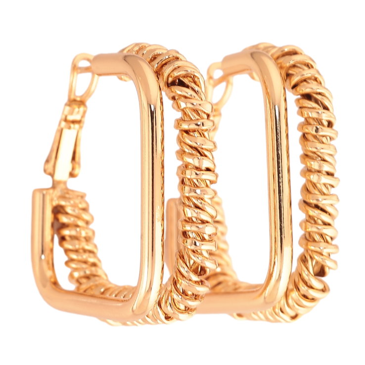 Сережки Xuping колір Позолота 18K італійський замок "Декоративний візерунок, 3х3см" на один бік фото №20