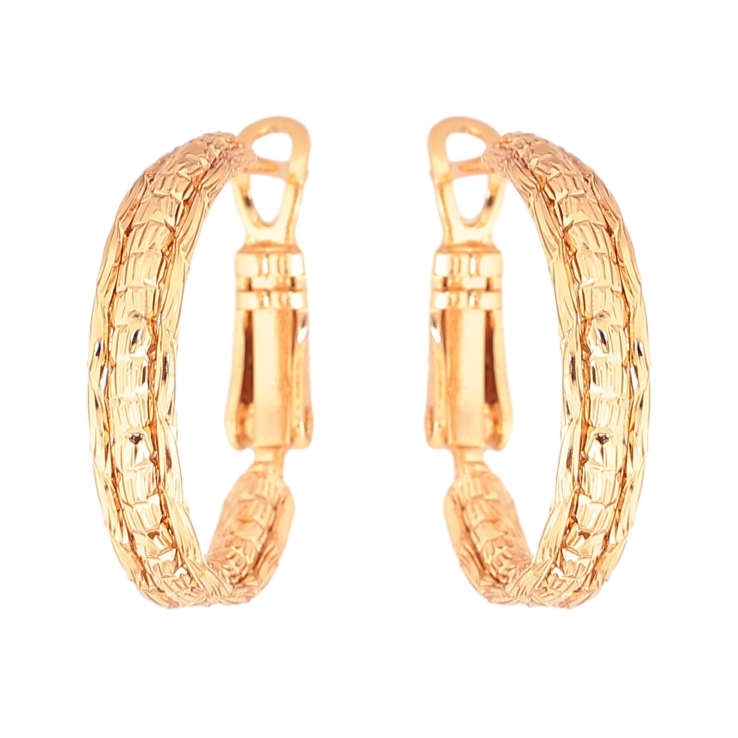 Сережки Xuping колір Позолота 18K кільця (конго) "Декоративний візерунок" ø 2см фото №24