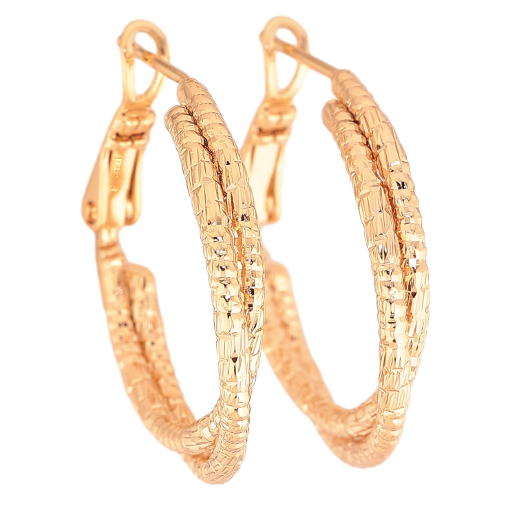 Сережки Xuping колір Позолота 18K кільця (конго) "Декоративний візерунок" ø 2.5см фото №20