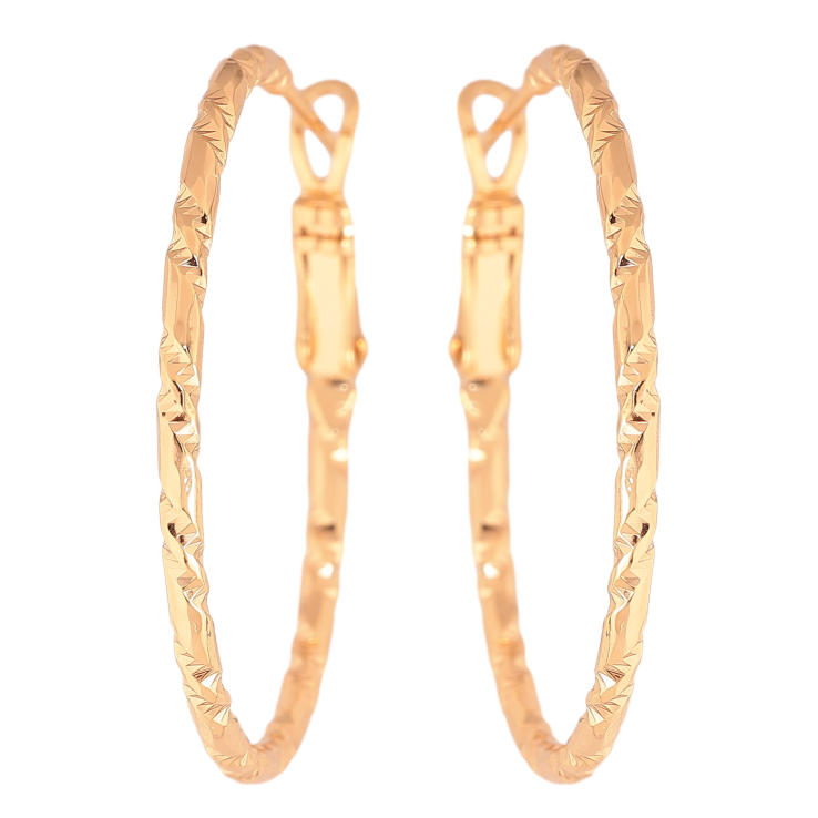 Сережки Xuping колір Позолота 18K кільця (конго) "Декоративний візерунок" ø 3.5см фото №18