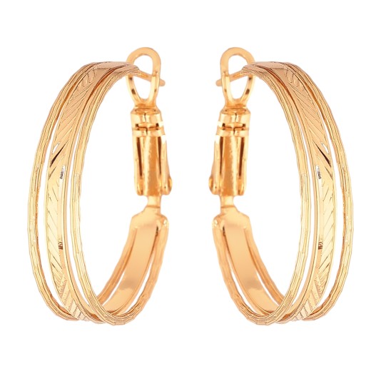 Сережки Xuping колір Позолота 18K кільця (конго) "Декоративний візерунок" ø 2.5см фото №1 Сережки Xuping колір Позолота 18K кільця (конго) "Декоративний візерунок" ø 2.5см фото №1