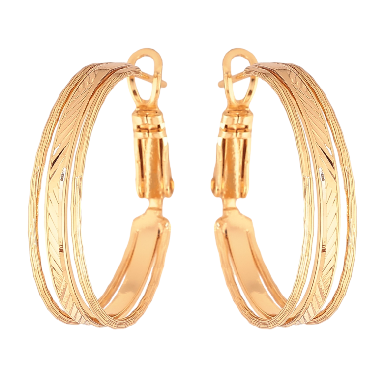 Серьги Xuping цвет Позолота 18K кольца (конго) "Декоративный узор" ø 2.5см фото №1