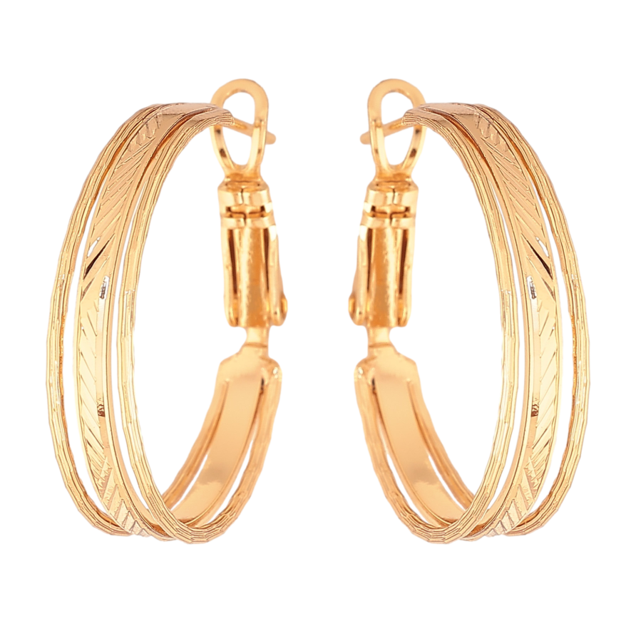 Сережки Xuping колір Позолота 18K кільця (конго) "Декоративний візерунок" ø 2.5см фото №1