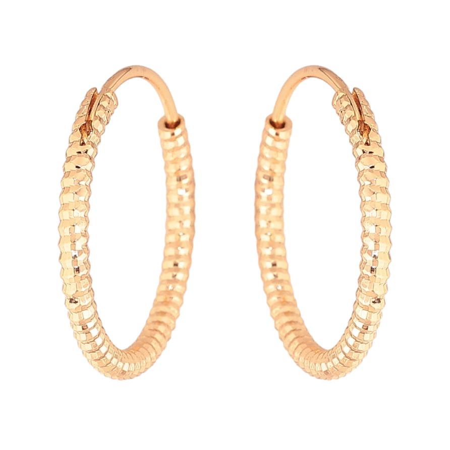 Серьги Xuping цвет Позолота 18K кольца (конго) "Декоративный узор" ø 2см фото №1