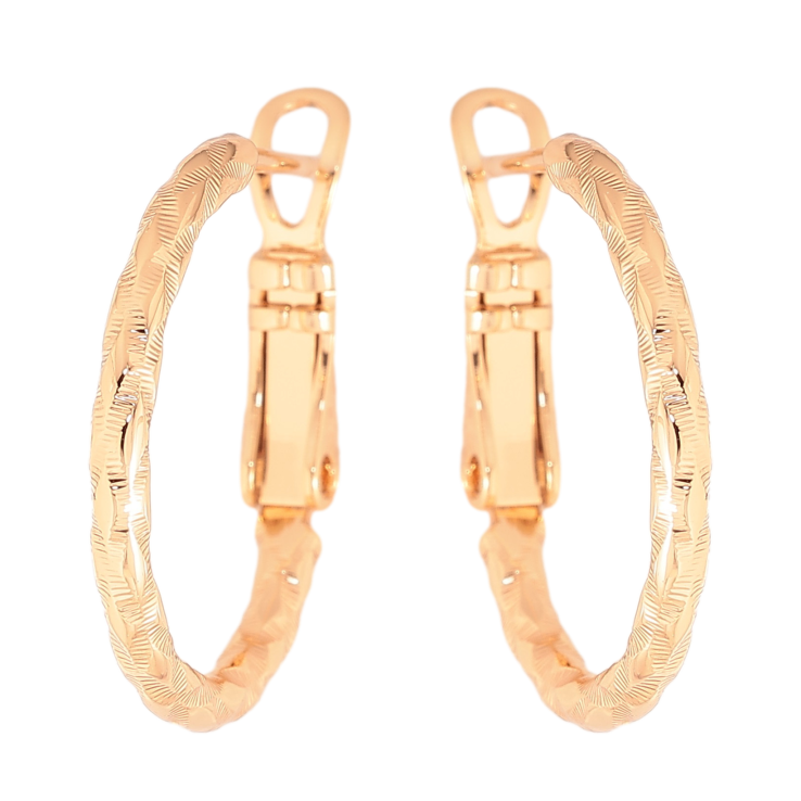 Сережки Xuping колір Позолота 18K кільця (конго) "Декоративний візерунок" ø 2см фото №22