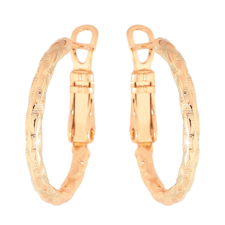 Сережки Xuping колір Позолота 18K кільця (конго) "Декоративний візерунок" ø 2см фото №1