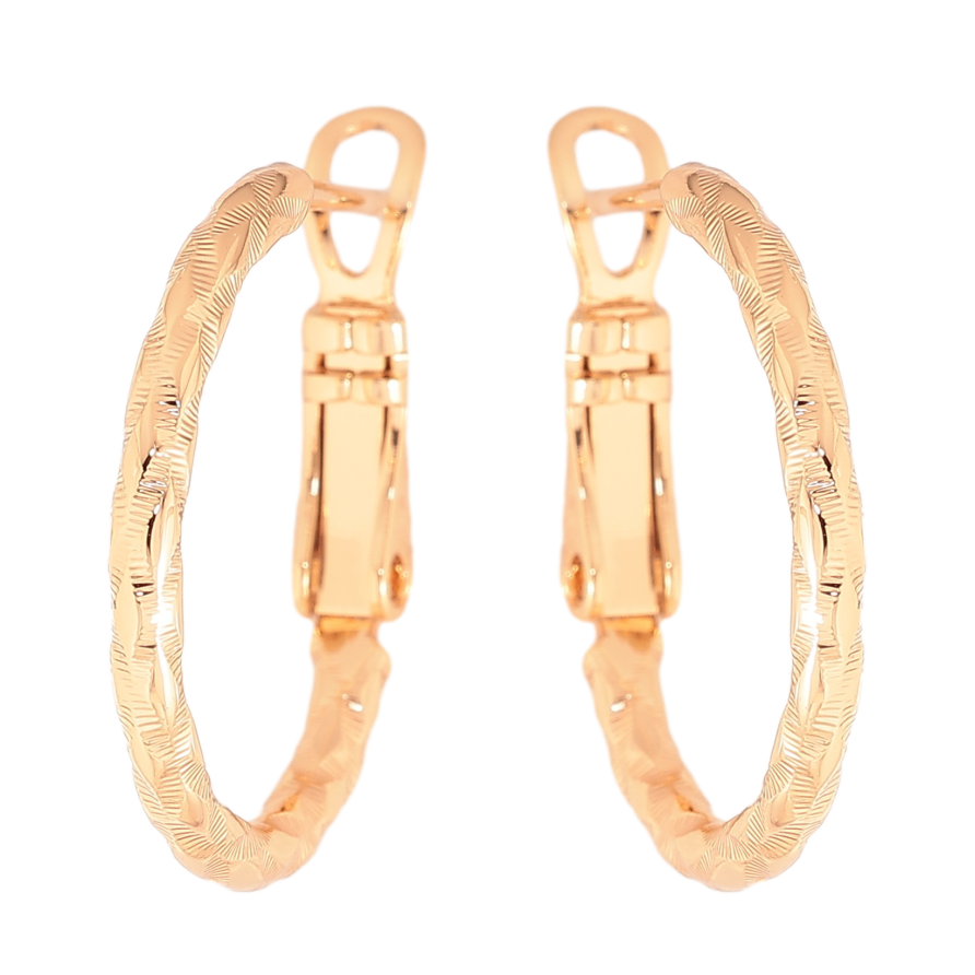 Сережки Xuping колір Позолота 18K кільця (конго) "Декоративний візерунок" ø 2см фото №1