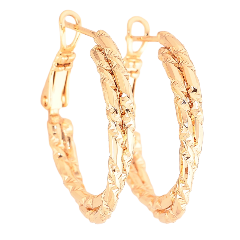 Серьги Xuping цвет Позолота 18K кольца (конго) "Декоративный узор" ø 2.5см фото №1 Серьги Xuping цвет Позолота 18K кольца (конго) "Декоративный узор" ø 2.5см фото №1