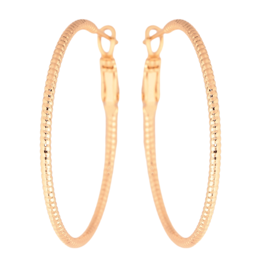 Серьги Xuping цвет Позолота 18K кольца (конго) "Декоративный узор" ø 4см фото №1