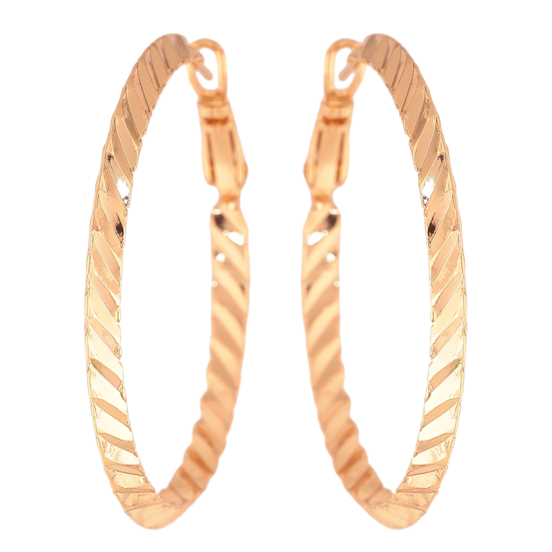 Серьги Xuping цвет Позолота 18K кольца (конго) "Декоративный узор" ø 4см фото №2