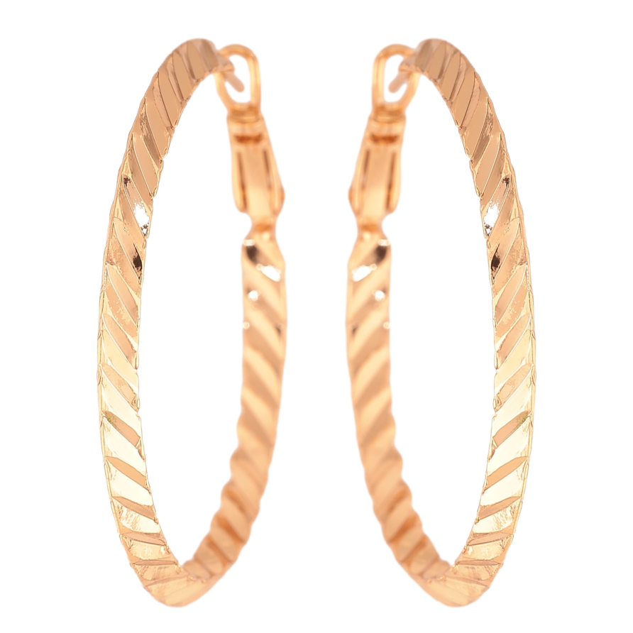 Серьги Xuping цвет Позолота 18K кольца (конго) "Декоративный узор" ø 4см фото №1