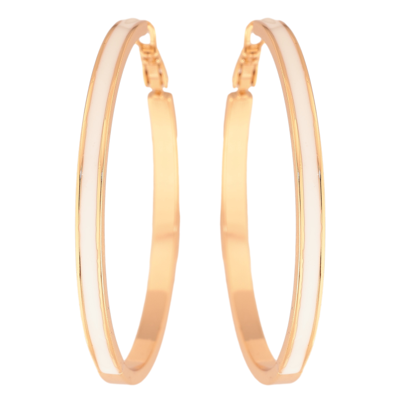 Сережки Xuping колір Позолота 18K кільця (конго) "Візерунок білою емаллю" ø 5см фото №11 Сережки Xuping колір Позолота 18K кільця (конго) "Візерунок білою емаллю" ø 5см фото №11