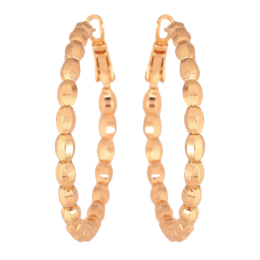 Серьги Xuping цвет Позолота 18K кольца (конго) "Декоративный узор" ø 4см фото №1