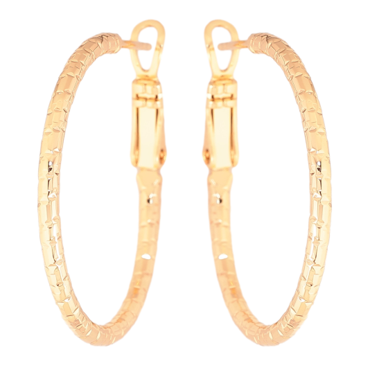 Сережки Xuping колір Позолота 18K кільця (конго) "Декоративний візерунок" ø 3см фото №1