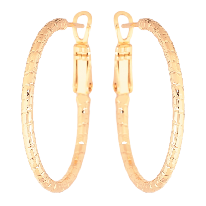 Сережки Xuping колір Позолота 18K кільця (конго) "Декоративний візерунок" ø 3см фото №1