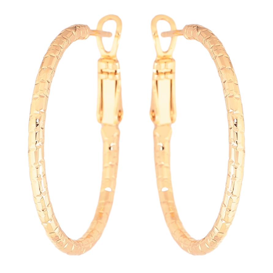 Сережки Xuping колір Позолота 18K кільця (конго) "Декоративний візерунок" ø 3см фото №1