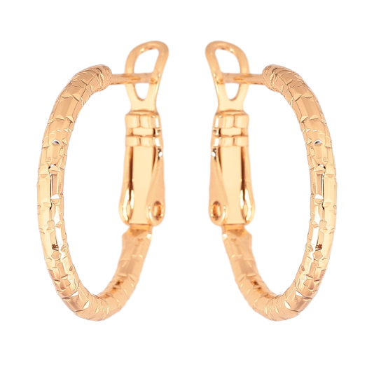 Сережки Xuping колір Позолота 18K кільця (конго) "Декоративний візерунок" ø 2см фото №1