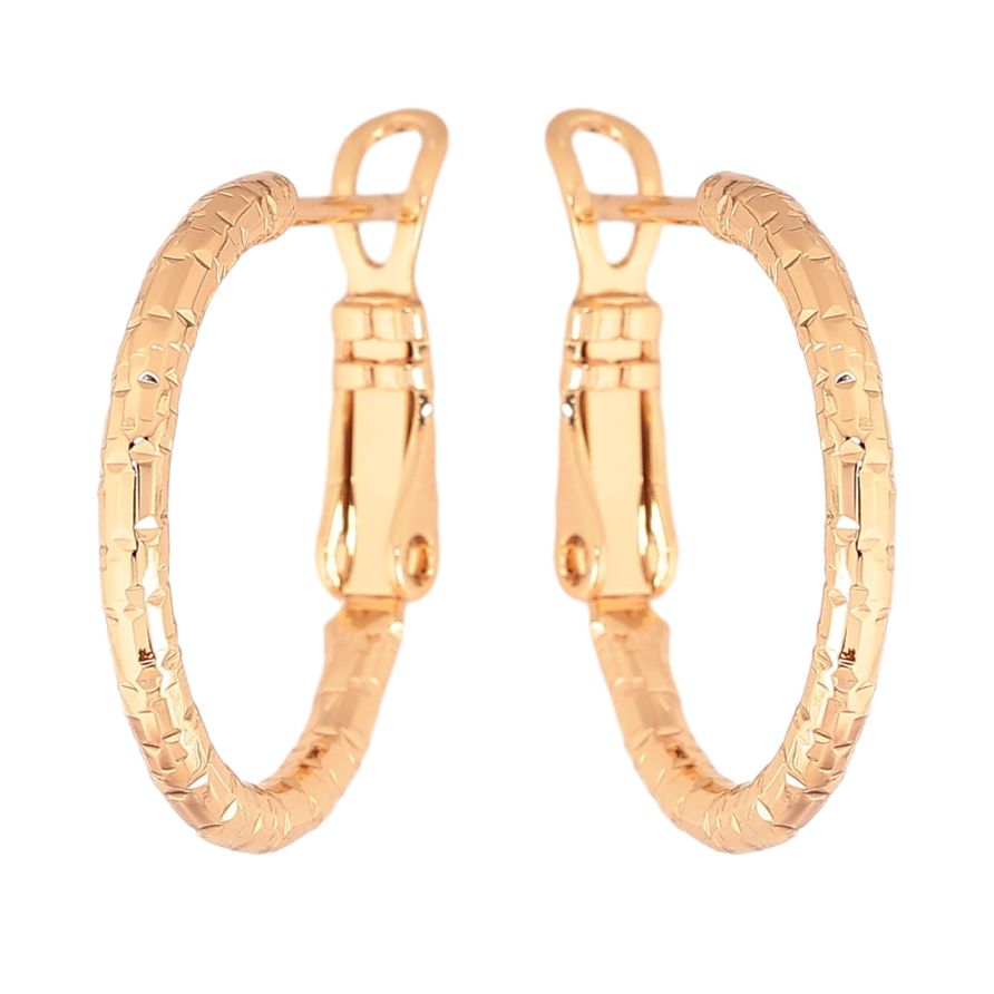 Серьги Xuping цвет Позолота 18K кольца (конго) "Декоративный узор" ø 2см фото №1