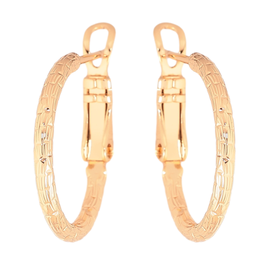 Серьги Xuping цвет Позолота 18K кольца (конго) "Декоративный узор" ø 2см фото №1