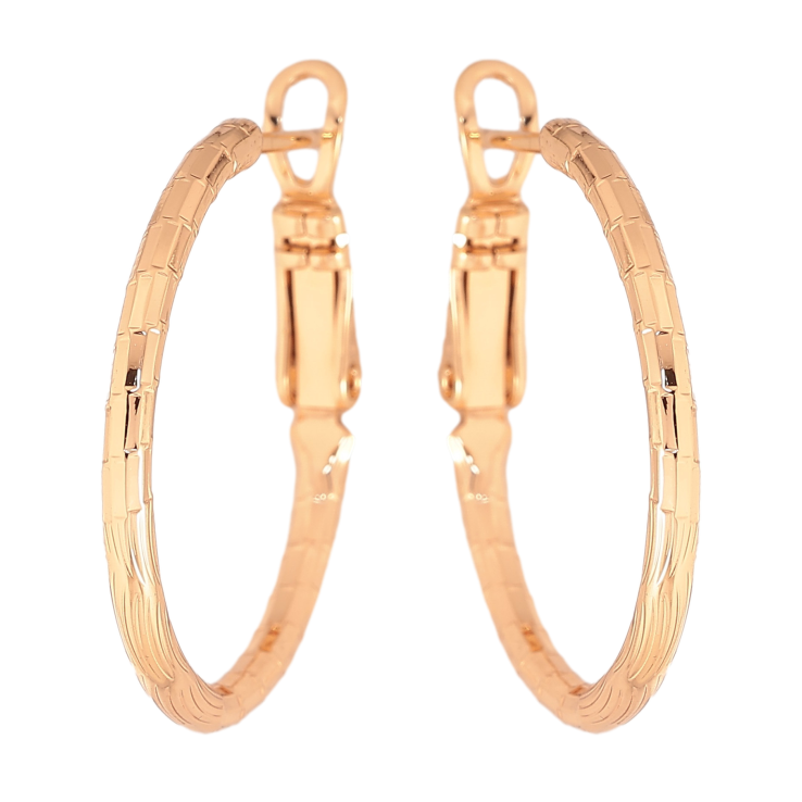 Серьги Xuping цвет Позолота 18K кольца (конго) "Декоративный узор" ø 2.5см фото №12