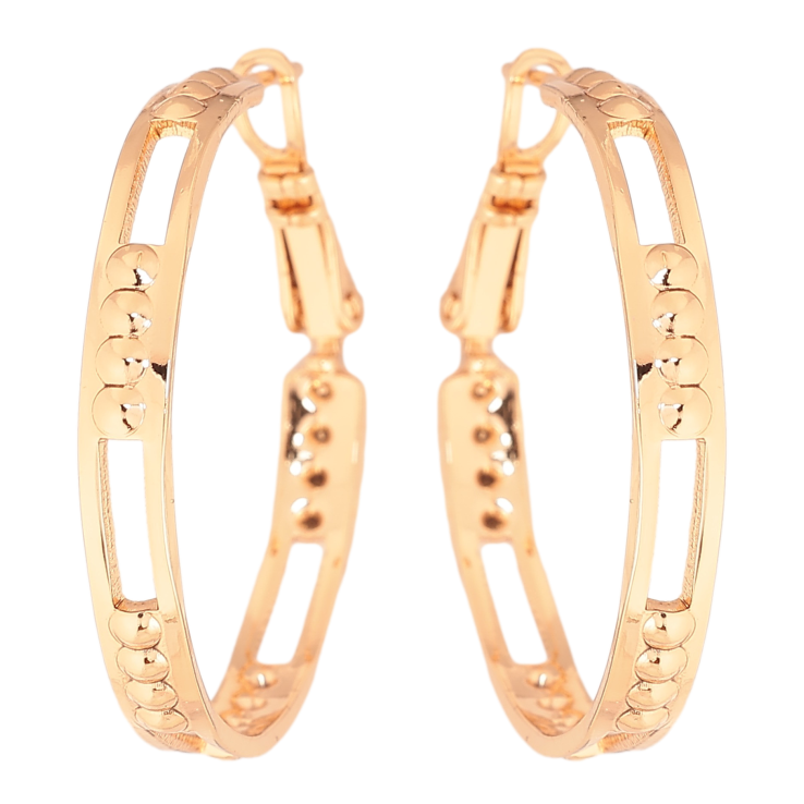 Сережки Xuping колір Позолота 18K кільця (конго) "Декоративний візерунок" ø 3см фото №22