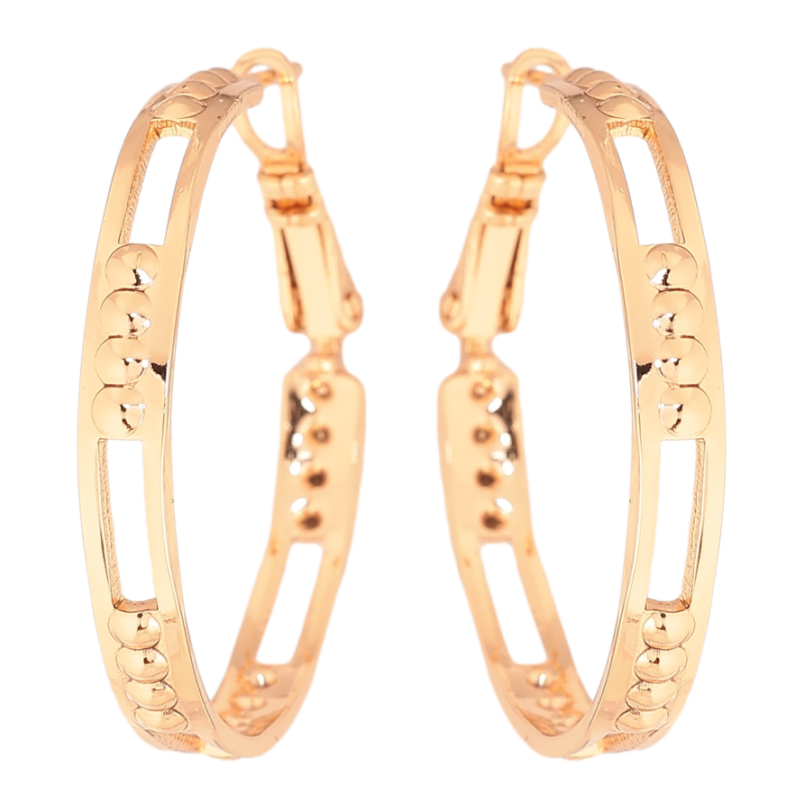 Серьги Xuping цвет Позолота 18K кольца (конго) "Декоративный узор" ø 3см фото №1