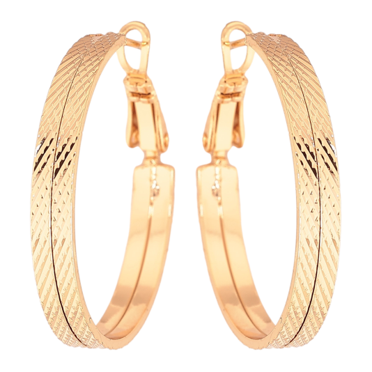 Сережки Xuping колір Позолота 18K кільця (конго) "Декоративний візерунок" ø 3см фото №1