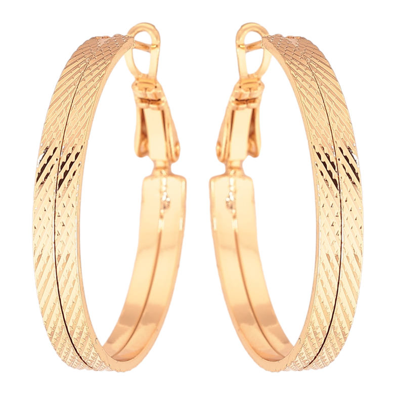 Серьги Xuping цвет Позолота 18K кольца (конго) "Декоративный узор" ø 3см фото №1