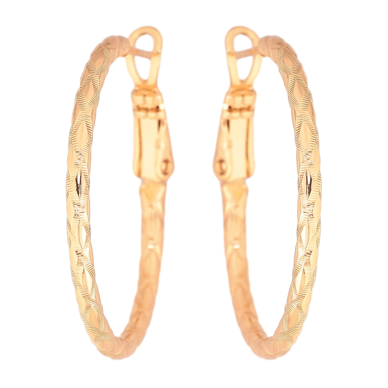 Сережки Xuping колір Позолота 18K кільця (конго) "Декоративний візерунок" ø 3см фото №1 Сережки Xuping колір Позолота 18K кільця (конго) "Декоративний візерунок" ø 3см фото №1