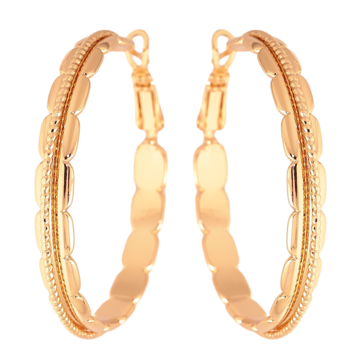 Серьги Xuping цвет Позолота 18K кольца (конго) "Декоративный узор" ø 4см фото №9