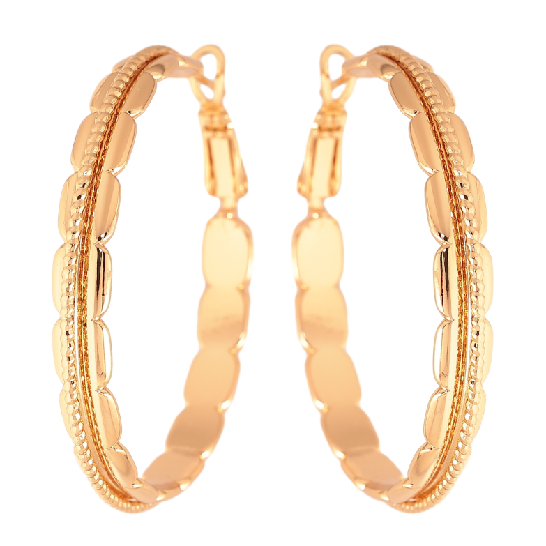 Серьги Xuping цвет Позолота 18K кольца (конго) "Декоративный узор" ø 4см фото №2