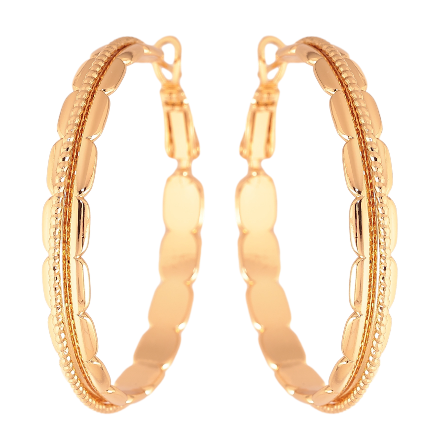 Серьги Xuping цвет Позолота 18K кольца (конго) "Декоративный узор" ø 4см фото №1