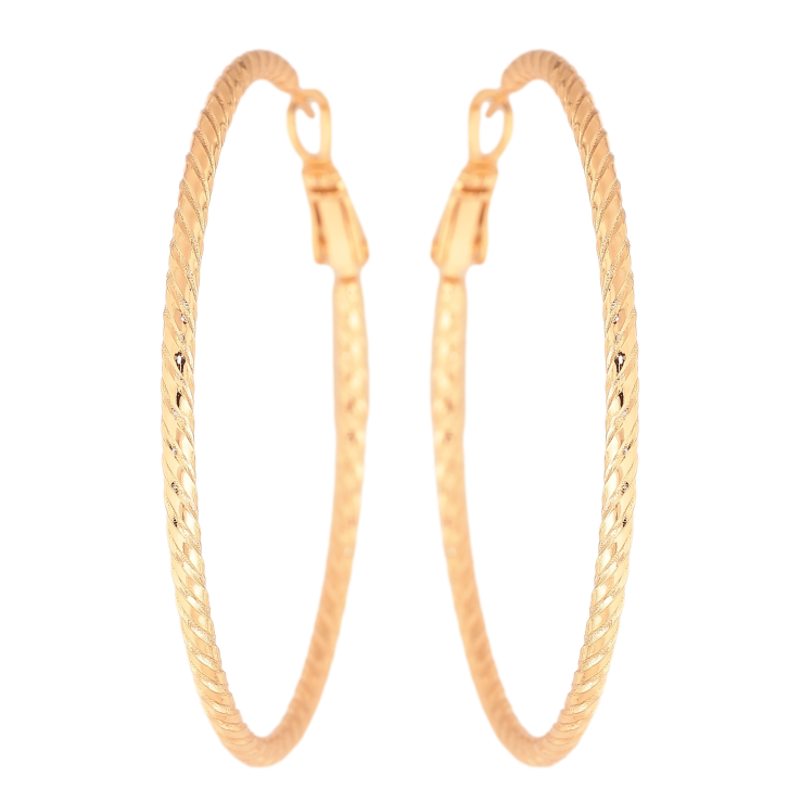 Серьги Xuping цвет Позолота 18K кольца (конго) "Декоративный узор" ø 5см фото №6