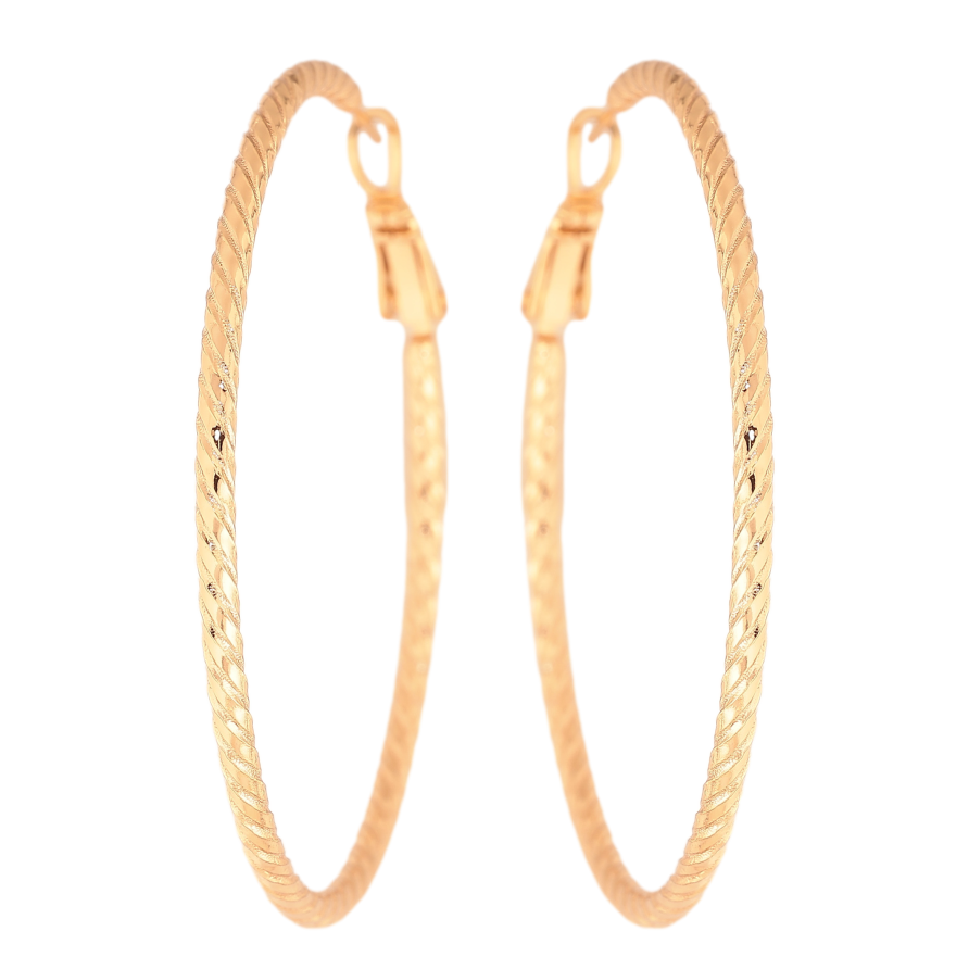 Серьги Xuping цвет Позолота 18K кольца (конго) "Декоративный узор" ø 5см фото №1