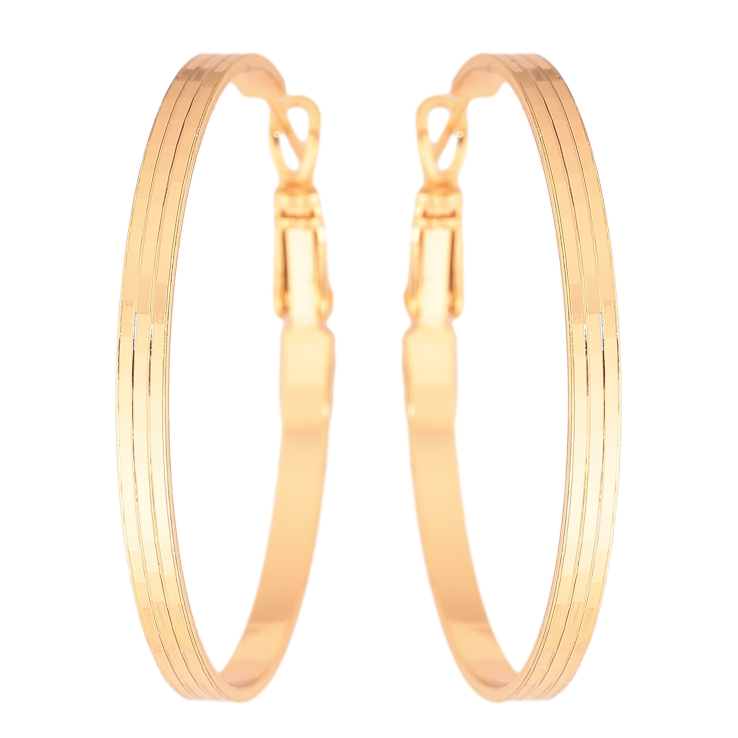 Серьги Xuping цвет Позолота 18K кольца (конго) "Декоративный узор" ø 4см фото №3