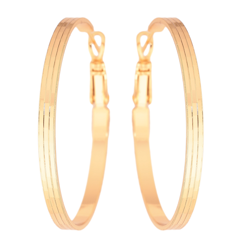 Серьги Xuping цвет Позолота 18K кольца (конго) "Декоративный узор" ø 4см фото №3