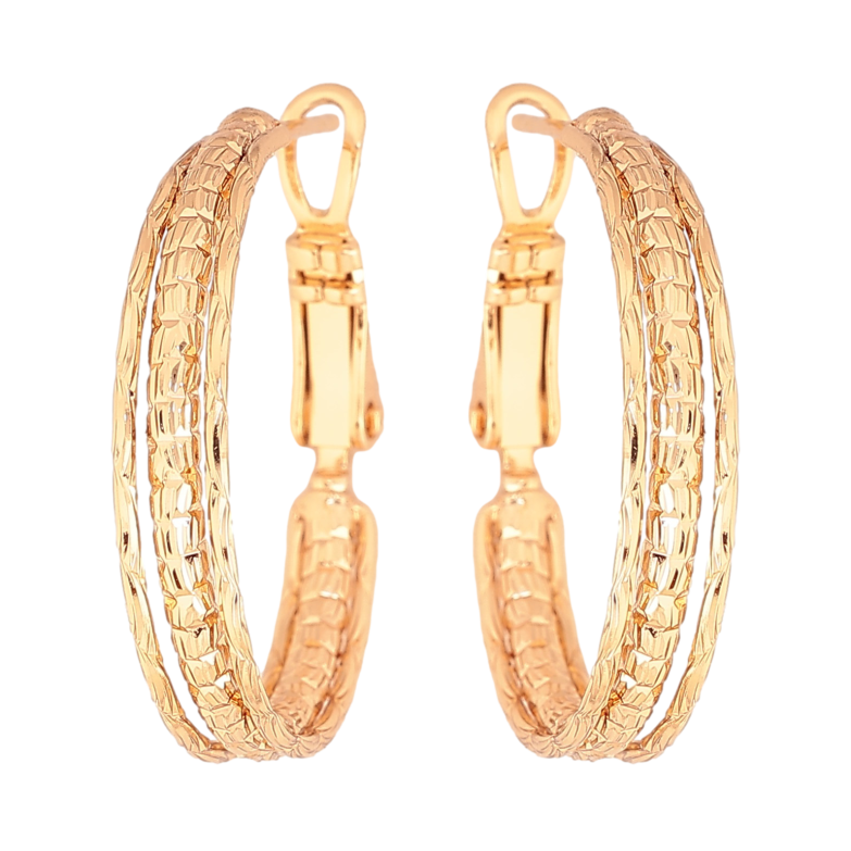 Серьги Xuping цвет Позолота 18K кольца (конго) "Декоративный узор" ø 2.5см фото №1 Серьги Xuping цвет Позолота 18K кольца (конго) "Декоративный узор" ø 2.5см фото №1