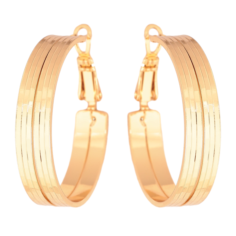 Сережки Xuping колір Позолота 18K кільця (конго) "Декоративний візерунок" ø 3см фото №2