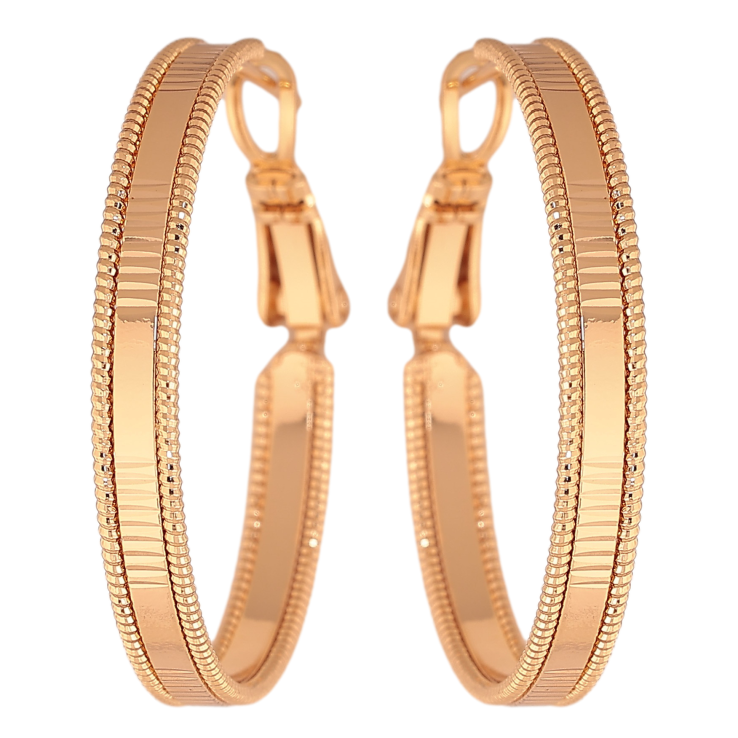 Сережки Xuping колір Позолота 18K кільця (конго) "Декоративний візерунок" ø 3см фото №13