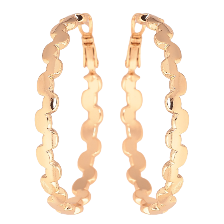 Серьги Xuping цвет Позолота 18K кольца (конго) "Декоративный узор" ø 4.5см фото №1