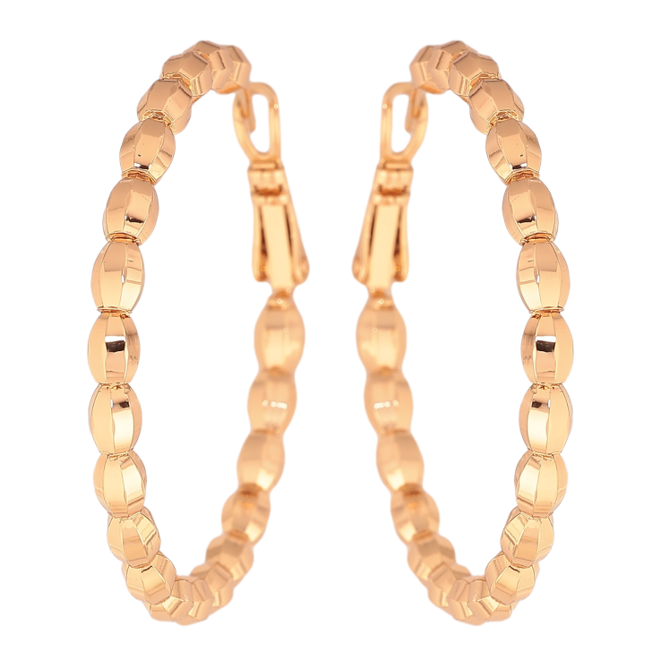 Сережки Xuping колір Позолота 18K кільця (конго) "Декоративний візерунок" ø 4см фото №17