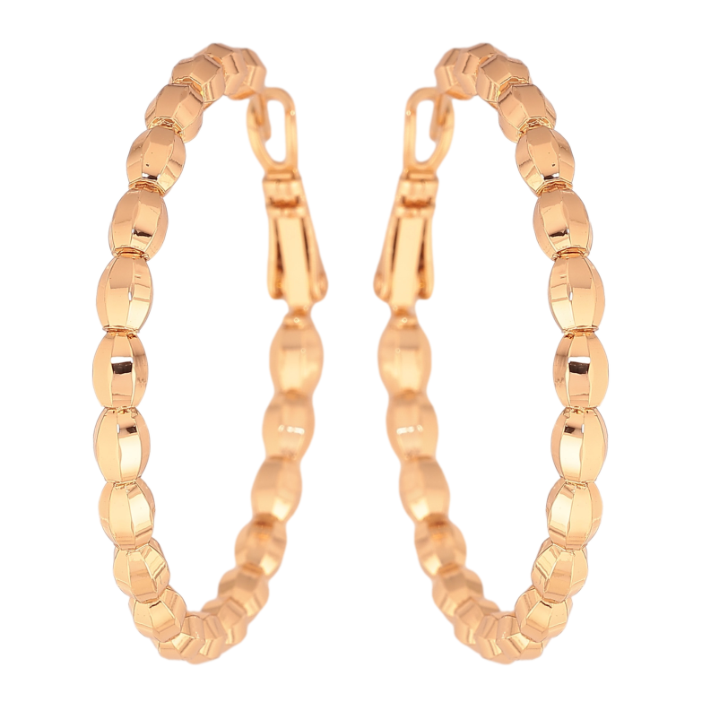 Серьги Xuping цвет Позолота 18K кольца (конго) "Декоративный узор" ø 4см фото №1