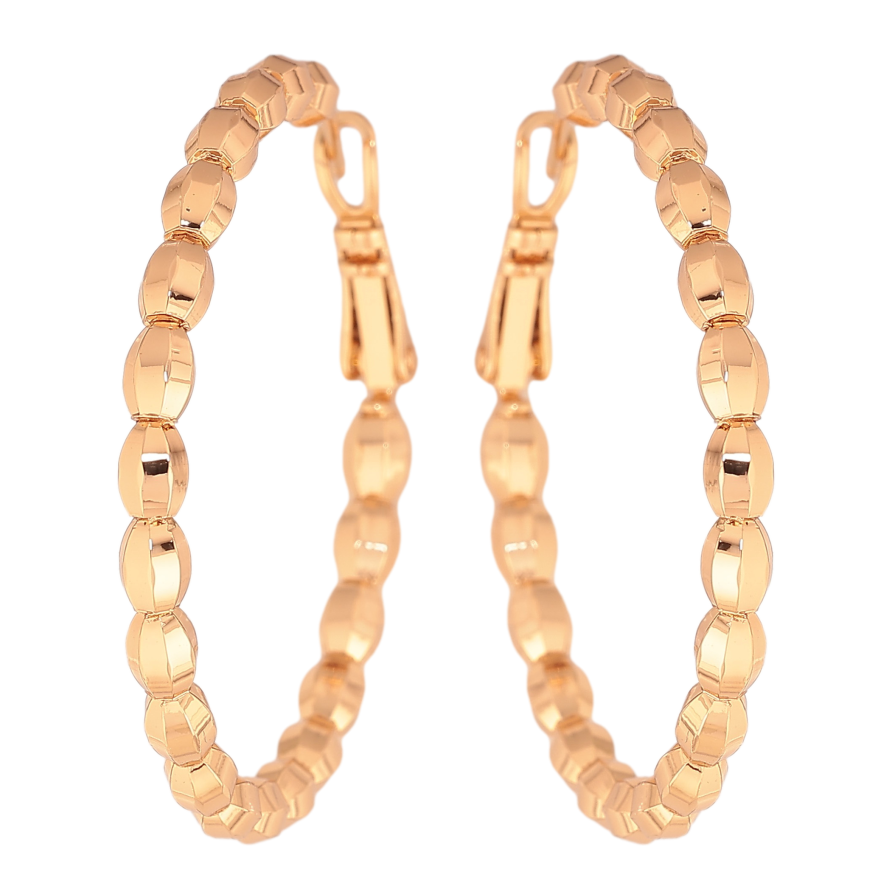 Серьги Xuping цвет Позолота 18K кольца (конго) "Декоративный узор" ø 4см фото №1