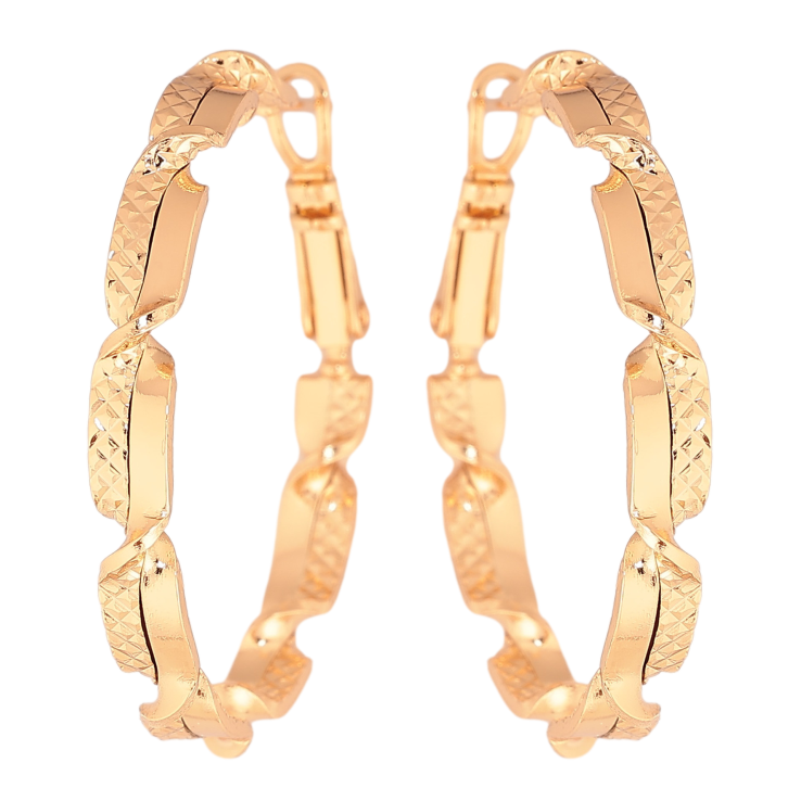 Сережки Xuping колір Позолота 18K кільця (конго) "Декоративний візерунок" ø 3.5см фото №15