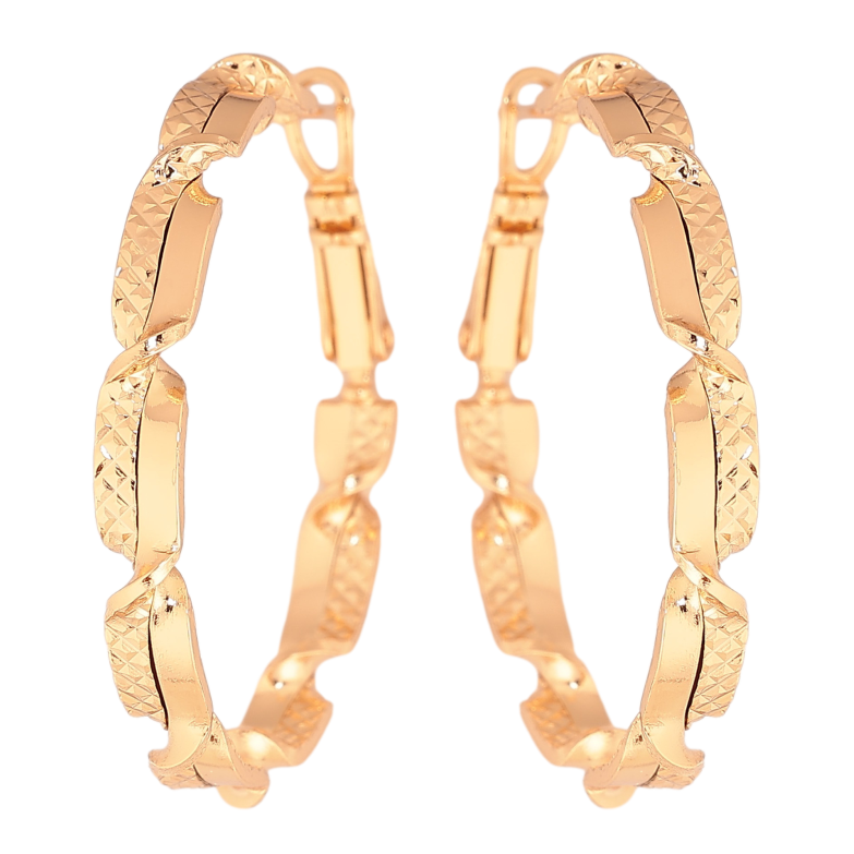 Серьги Xuping цвет Позолота 18K кольца (конго) "Декоративный узор" ø 3.5см фото №1