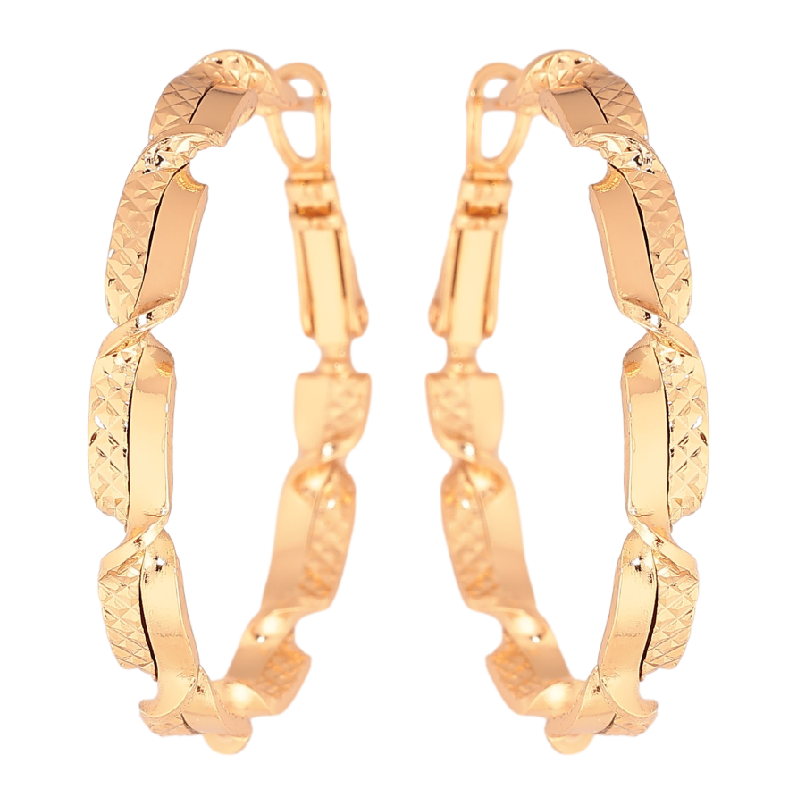 Серьги Xuping цвет Позолота 18K кольца (конго) "Декоративный узор" ø 3.5см фото №1