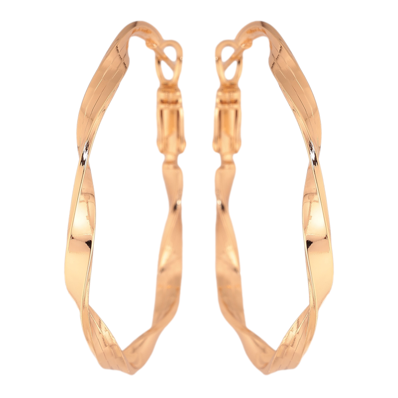 Сережки Xuping колір Позолота 18K кільця (конго) "Декоративний візерунок" ø 4см фото №1