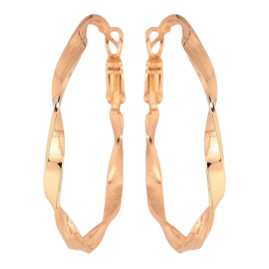 Сережки Xuping колір Позолота 18K кільця (конго) "Декоративний візерунок" ø 4см фото №1